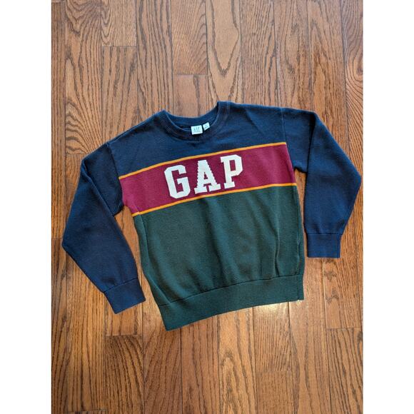 Gap Kids Other - Gap Kids Boys Tops, Striped Gap Logo Crew Neck Sweater, Sz 8
